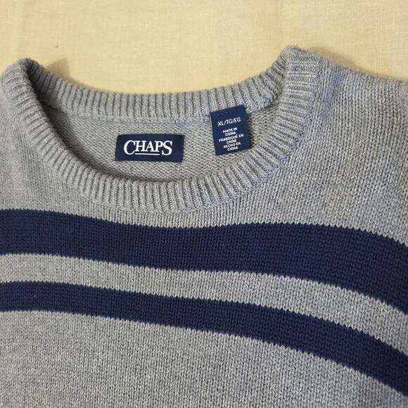 Chaps grey and navy blue Sweater mens size XL - Picture 8 of 10